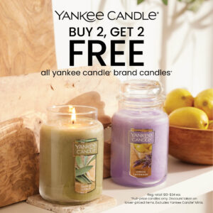 Buy 2, Get 2 Free ALL Yankee Candle Brand Candles!