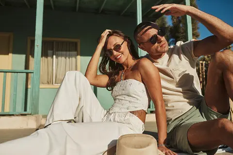 Girl and guy in light summerwear